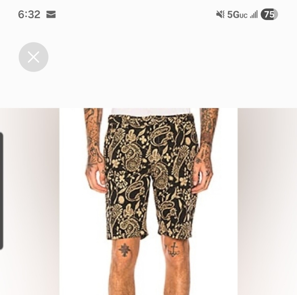 Scotch & Soda Black and Gold Paisley-Print Men’s Hybrid Shorts